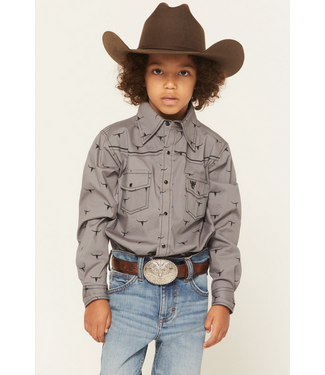 Cowboy Hardware Youth Skull Scatter L/S Print Charcoal
