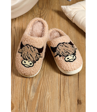 1 the Woman Cartoon Animal Plush Highland Cow Slippers