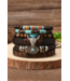 1 the Woman 6 Piece Western Bull Skull Turquoise Beading Bracelet