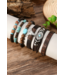 1 the Woman 6 Piece Western Bull Skull Turquoise Beading Bracelet