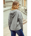 1 the Woman Waffle Patchwork Drawstring Hooded Long Sleeve Top Grey