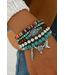 1 the Woman Western Pattern Turquoise Beaded Multi Layer Bracelet Set