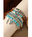 1 the Woman Western Pattern Turquoise Beaded Multi Layer Bracelet Set