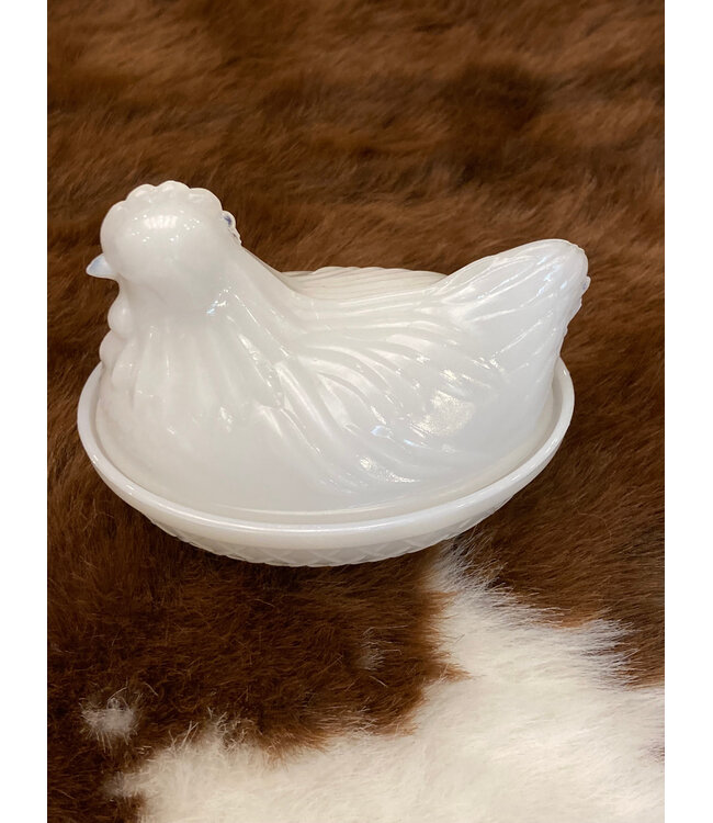 Beyond the Barn Vintage Milk Glass Hen On Nest