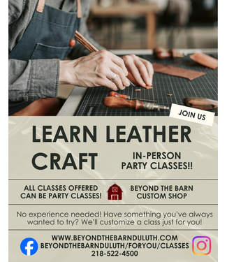 Beyond the Barn Learn Leathercraft at Beyond the Barn! Party Classes! Beyond the Barn Learn Leathercraft at Beyond the Barn! Party Classes!