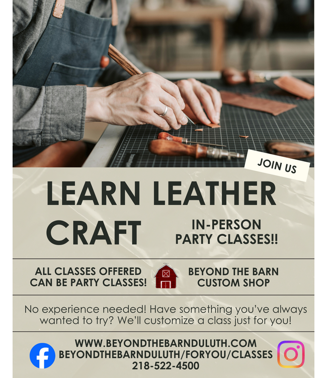Beyond the Barn Learn Leathercraft at Beyond the Barn! Party Classes!