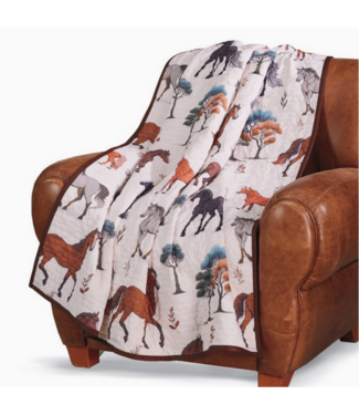 Back in the Saddle Quilt Throw Blanket Horse Field
