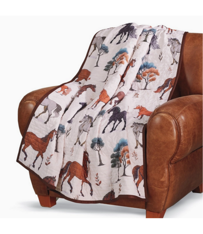 Back in the Saddle Quilt Throw Blanket Horse Field