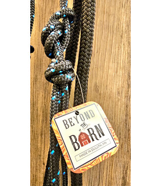 Beyond the Barn Premium Yacht Rope Halter/Lead Black Blue Stripe/Black Average