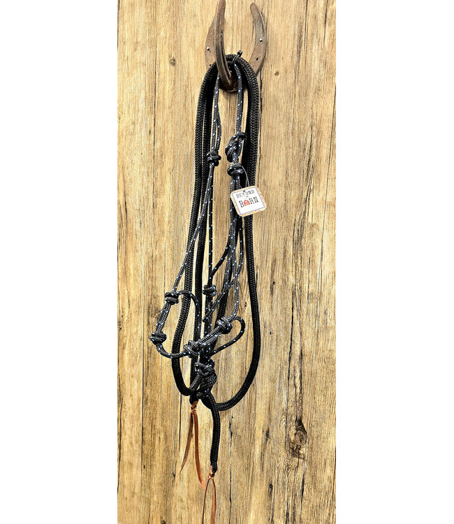 Beyond the Barn Premium Yacht Rope Halter/Lead Black Blue Stripe/Black Average