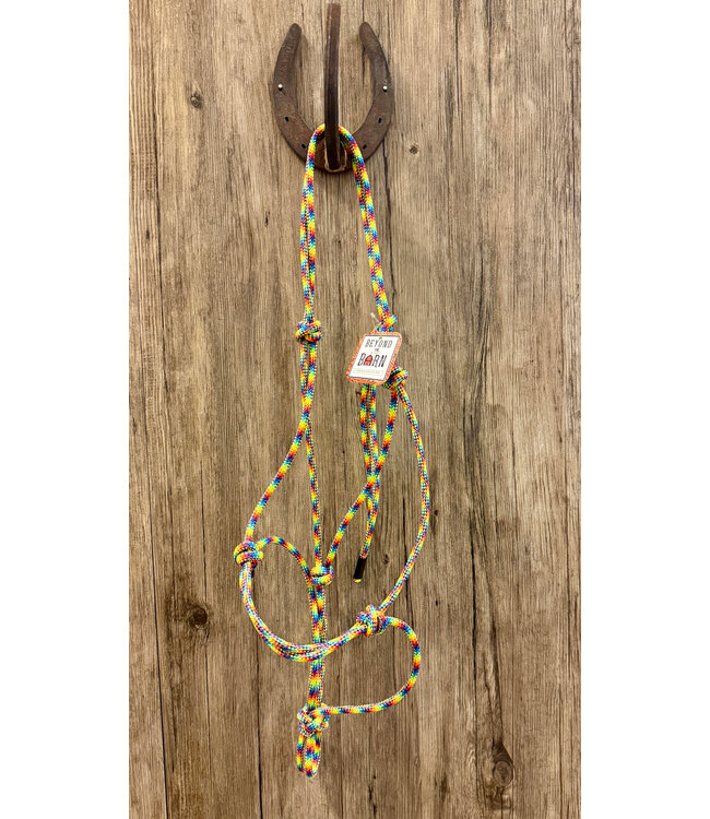 Beyond the Barn Hand Tied Rope Halter Average Rainbow