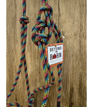 Beyond the Barn Hand Tied 4 Knot Rope Halter Average Dark Rainbow