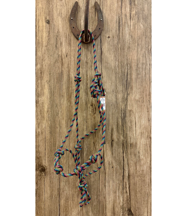 Beyond the Barn Hand Tied 4 Knot Rope Halter Average Dark Rainbow