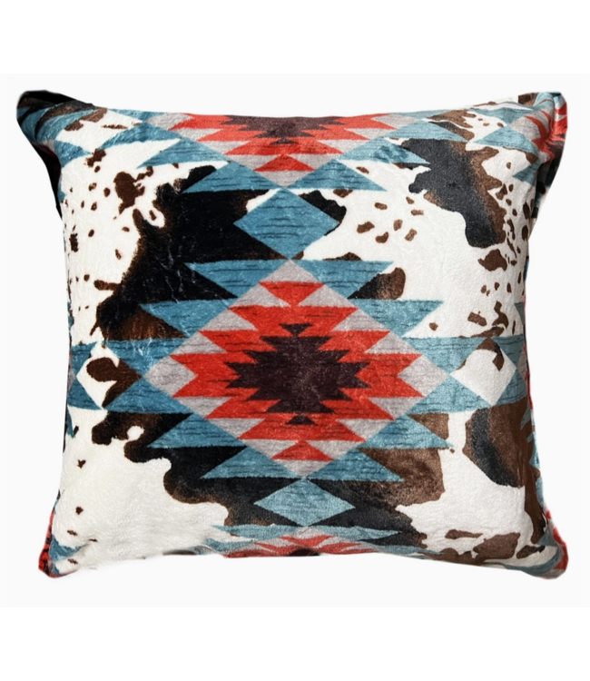 Wrangler Plush Sherpa Pillow Southwest Cowhide
