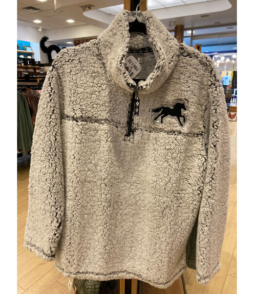 Back in the Saddle Embroidered Galloping Horse Pullover