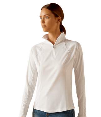 Ariat Womens Sunstopper 3.0 1/4 Zip Baselayer White