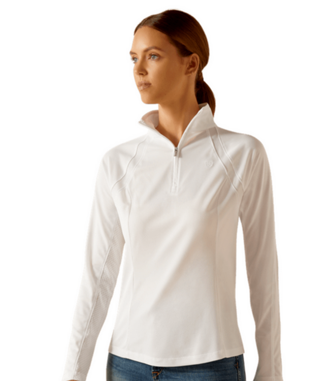 Ariat Womens Sunstopper 3.0 1/4 Zip Baselayer White