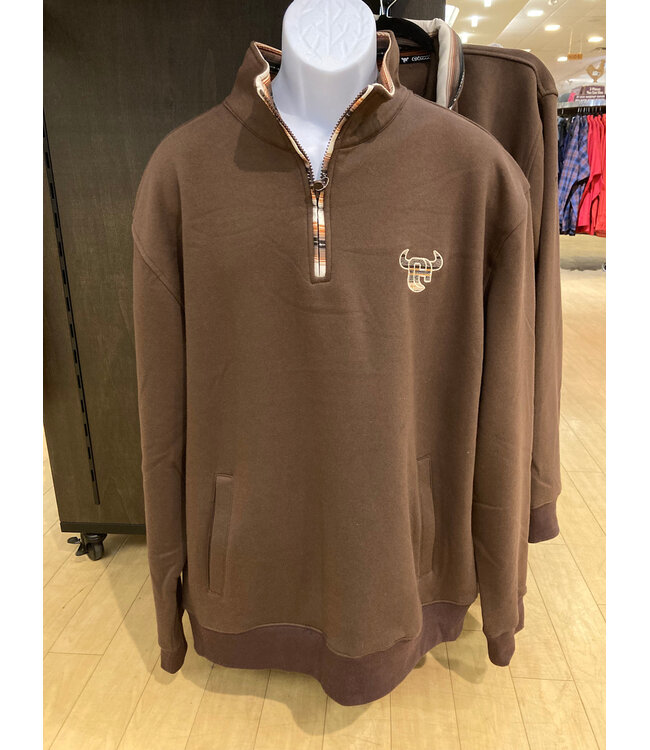 Cowboy Hardware Solid Qtr Zip Fleece Cadet Dark Chocolate