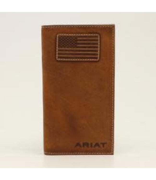 Ariat Ariat Rodeo Wallet Flag Patch Logo -Med Brown