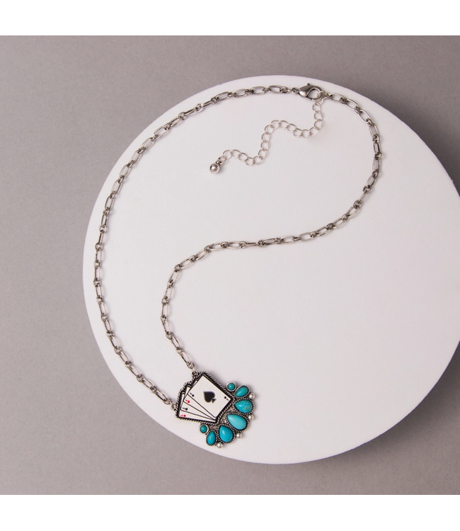 SP Sophia Collection Western Ace of Spades Pendant Necklace