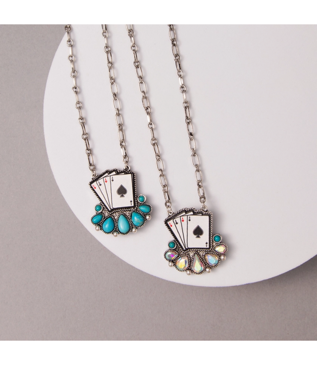 SP Sophia Collection Western Ace of Spades Pendant Necklace