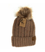 C.C Beanie Fuzzy Lined Flecked Fur Pom Cc Beanie