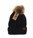 C.C Beanie Fuzzy Lined Flecked Fur Pom Cc Beanie