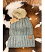 C.C Beanie Fuzzy Lined Flecked Fur Pom Cc Beanie