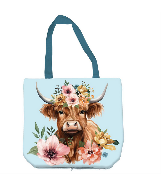 Evergreen Enterprises Petal Plow Tote Foldable Compact  Farm Highland Cow