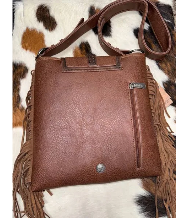 Justin Justin Crossbody Brown With Purple Aztec Blanket Handbag