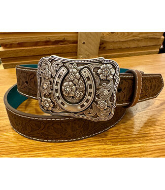 Catchfly Catchfly Women Belt Brown W/Floral Tooled Pattern