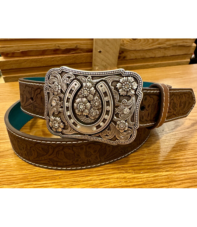Catchfly Catchfly Women Belt Brown W/Floral Tooled Pattern