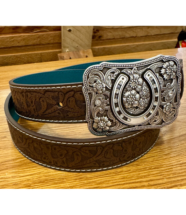 Catchfly Catchfly Women Belt Brown W/Floral Tooled Pattern