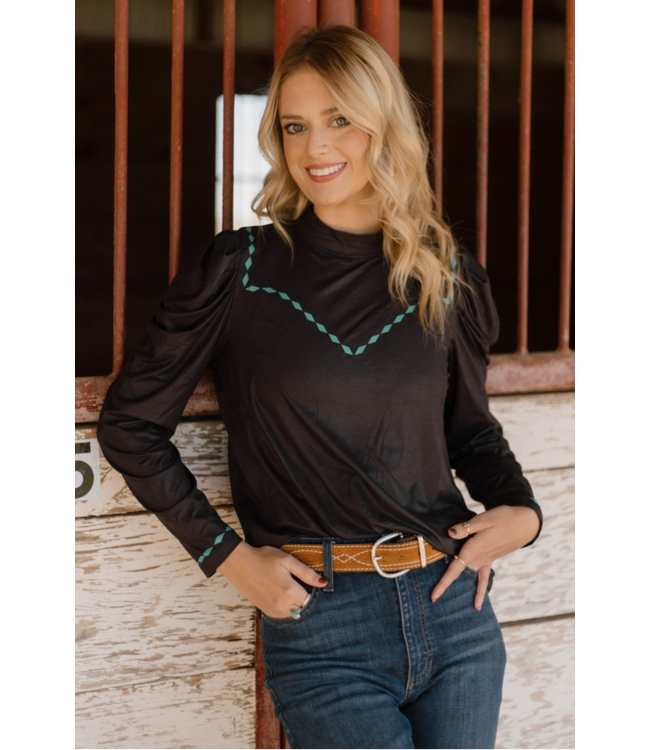 Sterling Kreek Womens Midnight Buckstitch Top