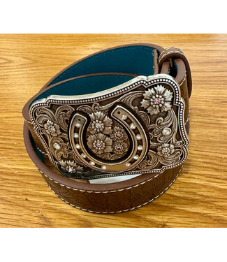 Catchfly Catchfly Girls Belt Brown Tooled