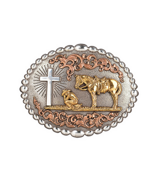 Nocona Nocona Bead Edge Praying Cowboy Buckle