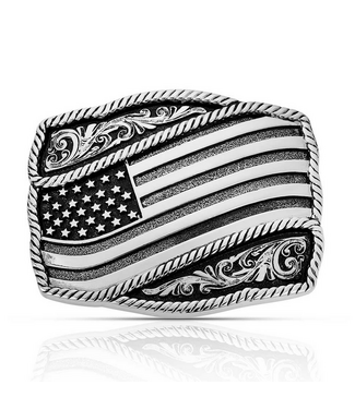 Montana Silversmith Attitude Buckle Classic Impressions Waving American Flag