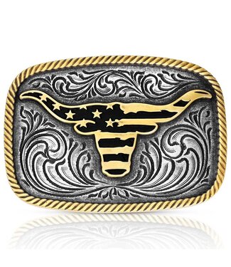 Montana Silversmith Western Patriotic Longhorn Buckle