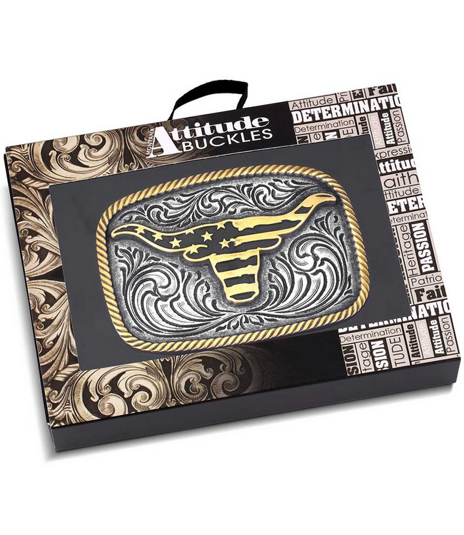 Montana Silversmith Western Patriotic Longhorn Buckle