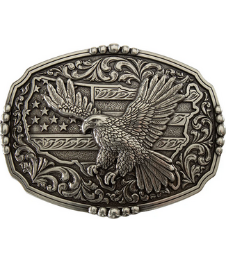 Nocona Nocona Mens Rectangle Buckle American Flag Eagle