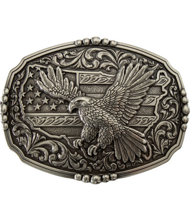 Nocona Nocona Mens Rectangle Buckle American Flag Eagle