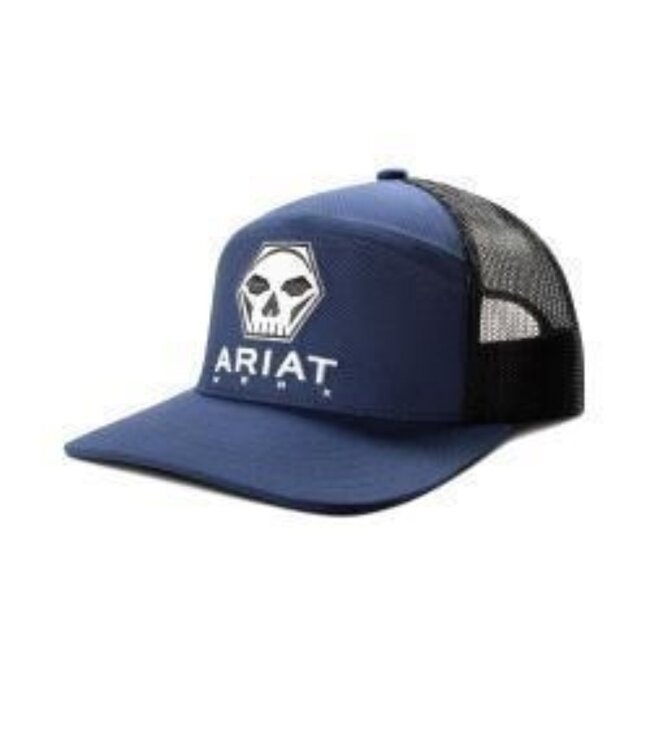Ariat Ariat Mens Cap Snap Back Hexagon Bolt Skull Navy