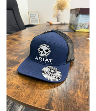 Ariat Ariat Mens Cap Snap Back Hexagon Bolt Skull Navy