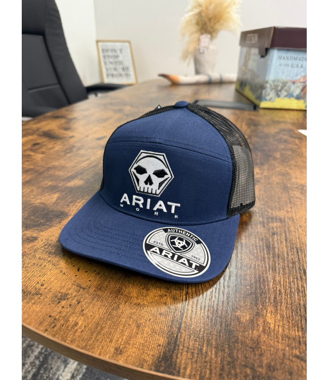 Ariat Ariat Mens Cap Snap Back Hexagon Bolt Skull Navy