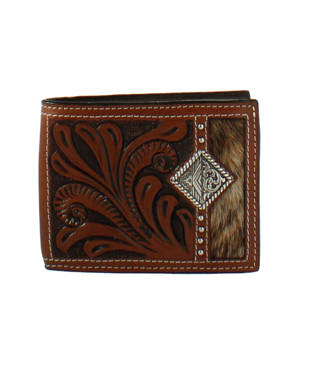 M&F Western 3D Bifold Wallet Calf Hair Concho Brown