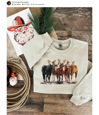 The Fringed Pineapple Reindeer Horses  Sweatshirt