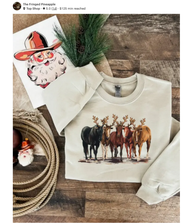 The Fringed Pineapple Reindeer Horses  Sweatshirt
