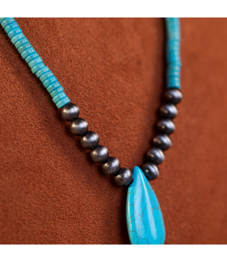 Montana West Rustic Couture's Beaded Tear Drop Pendant Necklace