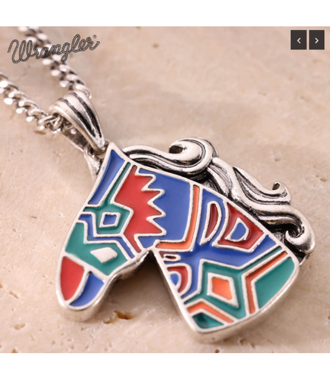 Wrangler Wrangler Jewelry Horse Head Pendant Necklace Earrings Set -Silver