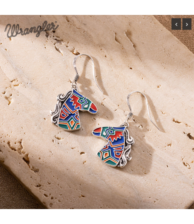 Wrangler Wrangler Jewelry Horse Head Pendant Necklace Earrings Set -Silver